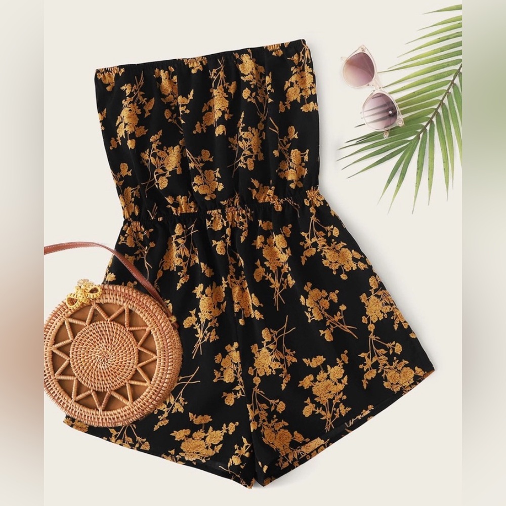 FLORAL PRINT TUBE ROMPER